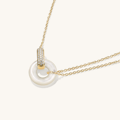 Simple Round Cut White Sapphire Pave Set Pearl Necklace-JEWELBUYS