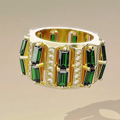 4.0ctw Baguette Cut Emerald Sapphire Exquisite Band-JEWELBUYS