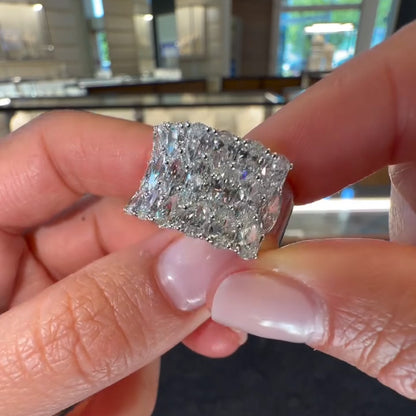 2.3Ctw Pear-shaped marquise-cut seamless ring with three rows of sapphires-JEWELBUYS
