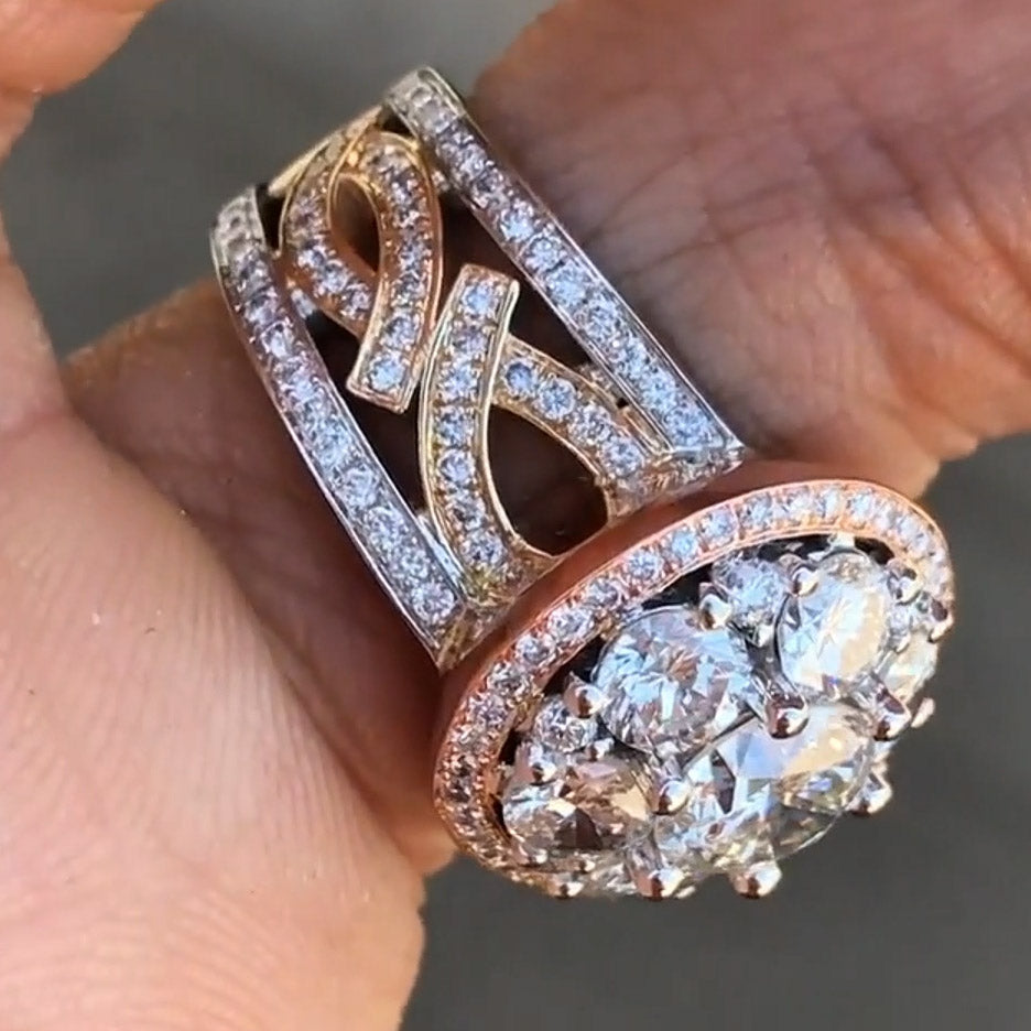 6.0Ctw Round Cut Round Band Cluster White Sapphire Ring-JEWELBUYS