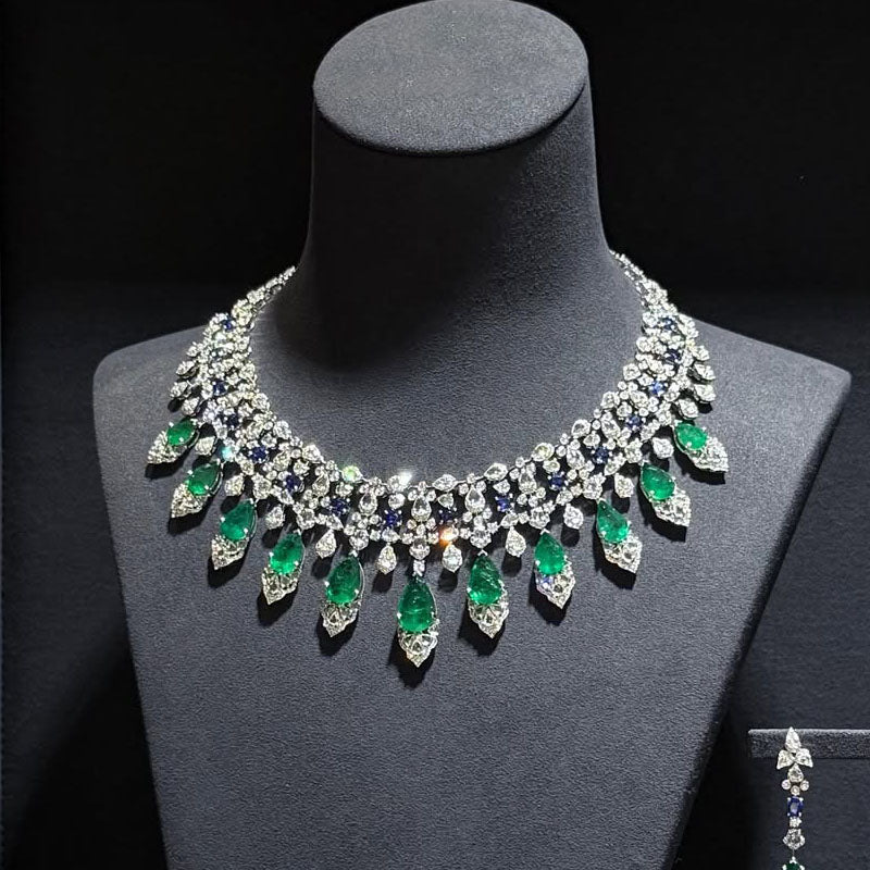 130Ctw Multicolor Sapphire Peacock Necklace-JEWELBUYS