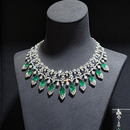 130Ctw Multicolor Sapphire Peacock Necklace-JEWELBUYS