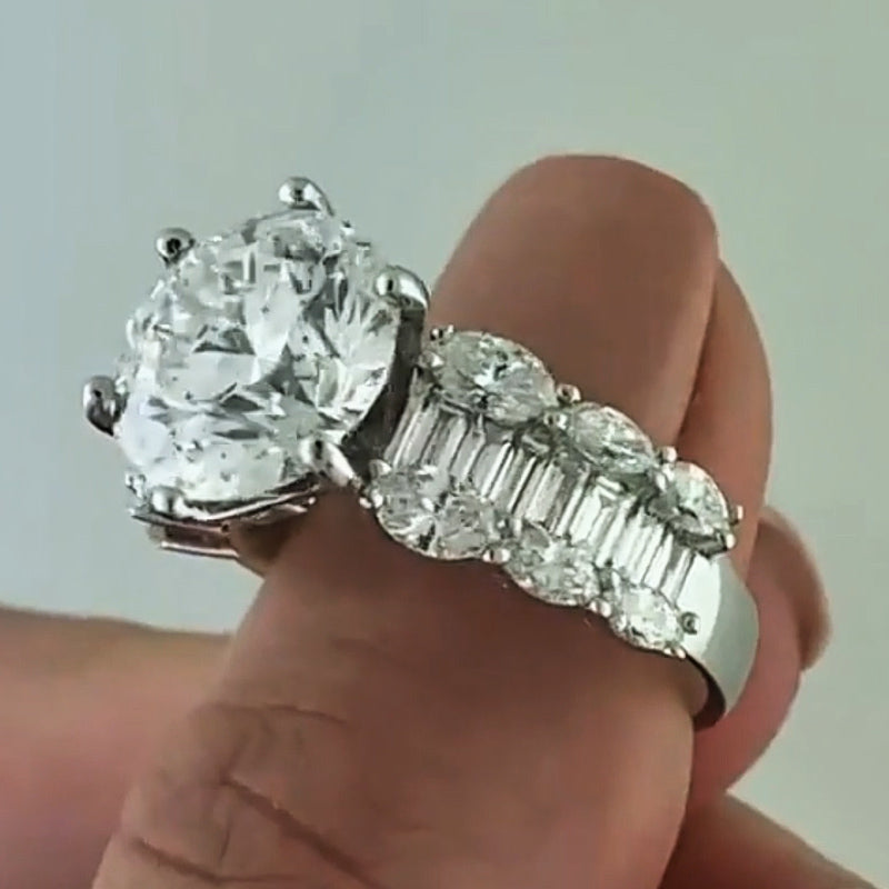 Classic 4ctw Round & Oval Cut White Sapphire Women's Engagement Ring in Silver-JEWELBUYS