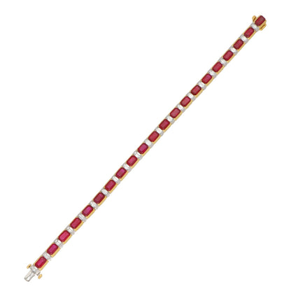 10Ctw Exquisite emerald-cut ruby and sapphire bracelet-JEWELBUYS