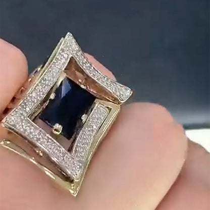 4.13ctw Baguette Blue Sapphire Unique Design Ring- JEWELBUYS