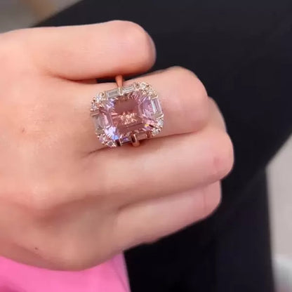 8.4ct Emerald Cut Pink Sapphire Women's Engagement Ring-JEWELBUYS