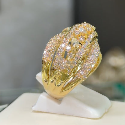 3.0Ctw Pear-shaped Round Sapphire Gold Ring-JEWELBUYS