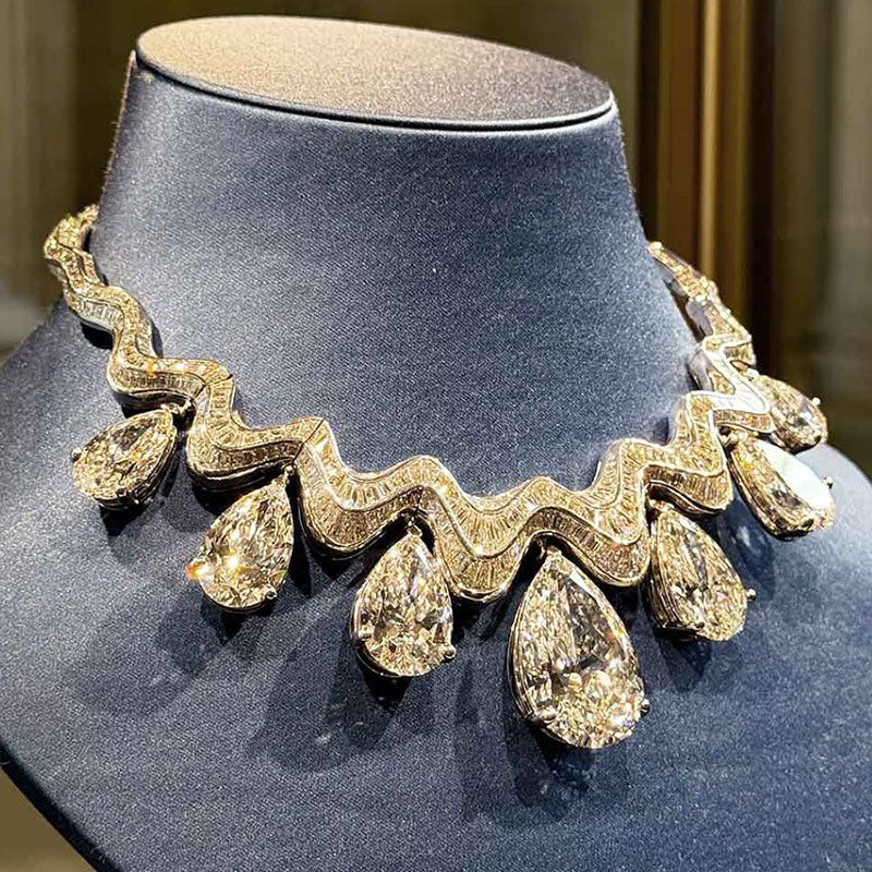 140Ctw Pear-shaped Cut Exquisite Luxury Sapphire Art Necklace-JEWELBUYS