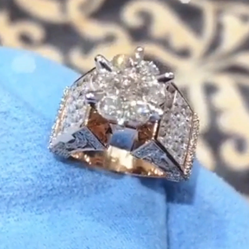 3.0ctw Round Princess Cut White Sapphire Engagement Ring-JEWELBUYS