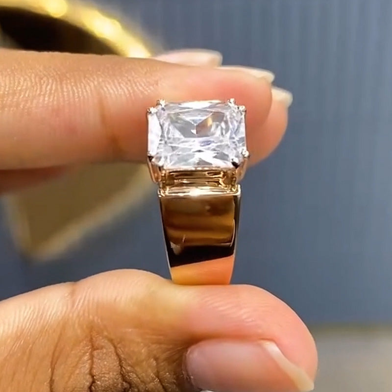 3.0ct Radiant Cut Single Stone White Sapphire Engagement Ring-JEWELBUYS