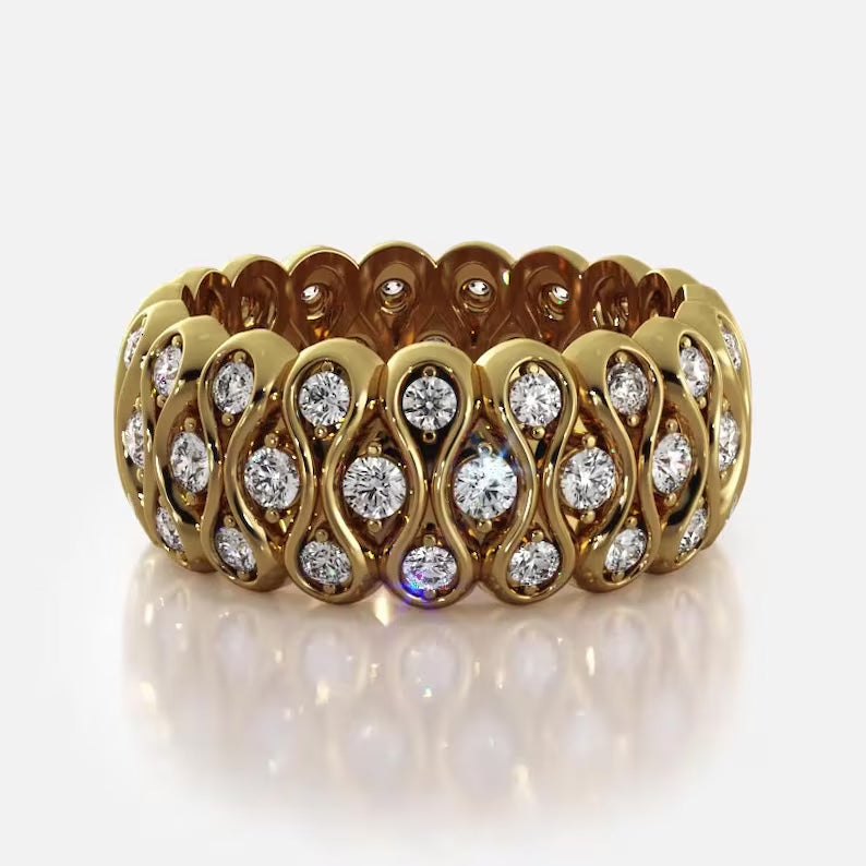 2.1ctw Round Cut Sapphire Eternity Band- JEWELBUYS
