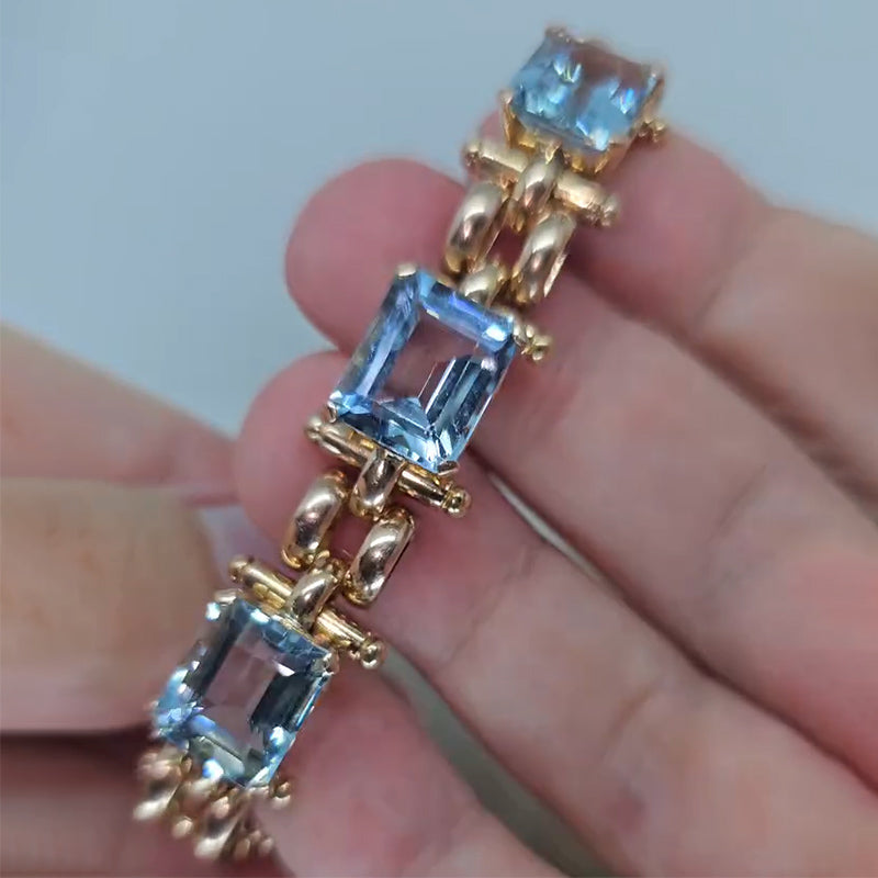 28.3Ctw Emerald-cut Aquamarine Bracelet-JEWELBUYS
