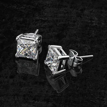 2.0ct Princess Cut Sapphire Stud Classic Earrings - JEWELBUYS