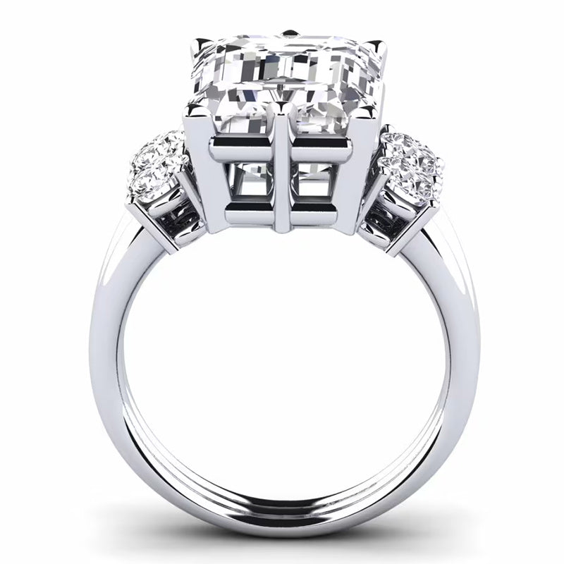 7.59ct Emerald Cut Double Arm Diamond Engagement Ring -JEWELBUYS