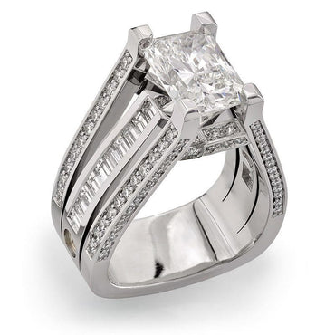 5.01ct Radiant Cut Triple Row White Sapphire Engagement Ring-JEWELBUYS