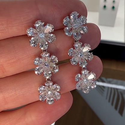 4.0ctw Pear Cut Sapphire Floral Dangle Earrings- JEWELBUYS