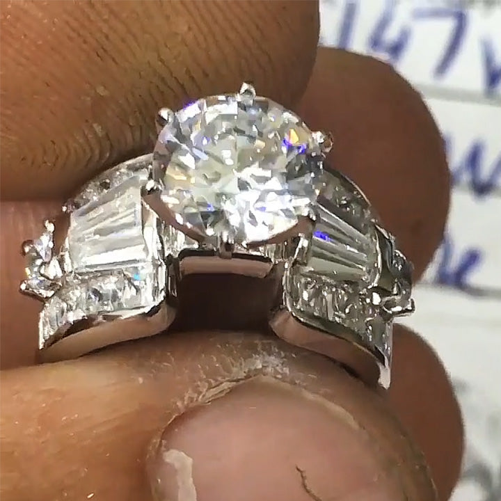 3.25Ctw Round White Sapphire Engagement Ring- JEWELBUYS