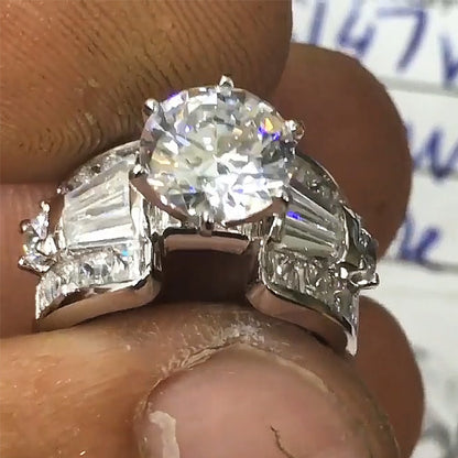 3.25Ctw Round White Sapphire Engagement Ring- JEWELBUYS