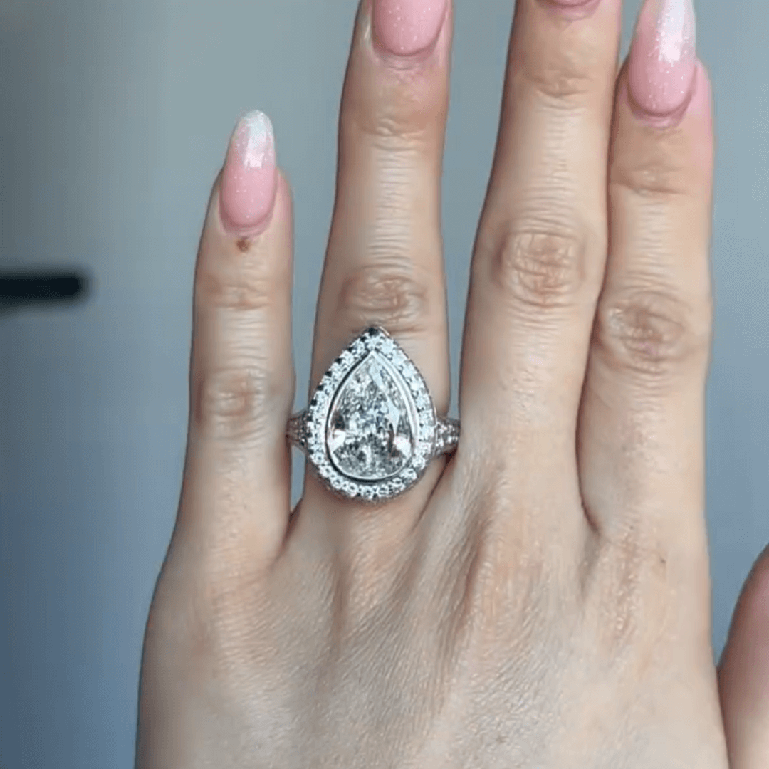 Resplendent 5.1ct Pear Cut White Sapphire Engagement Ring-JEWELBUYS