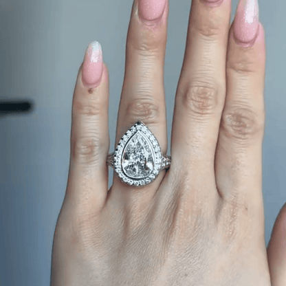 Resplendent 5.1ct Pear Cut White Sapphire Engagement Ring-JEWELBUYS