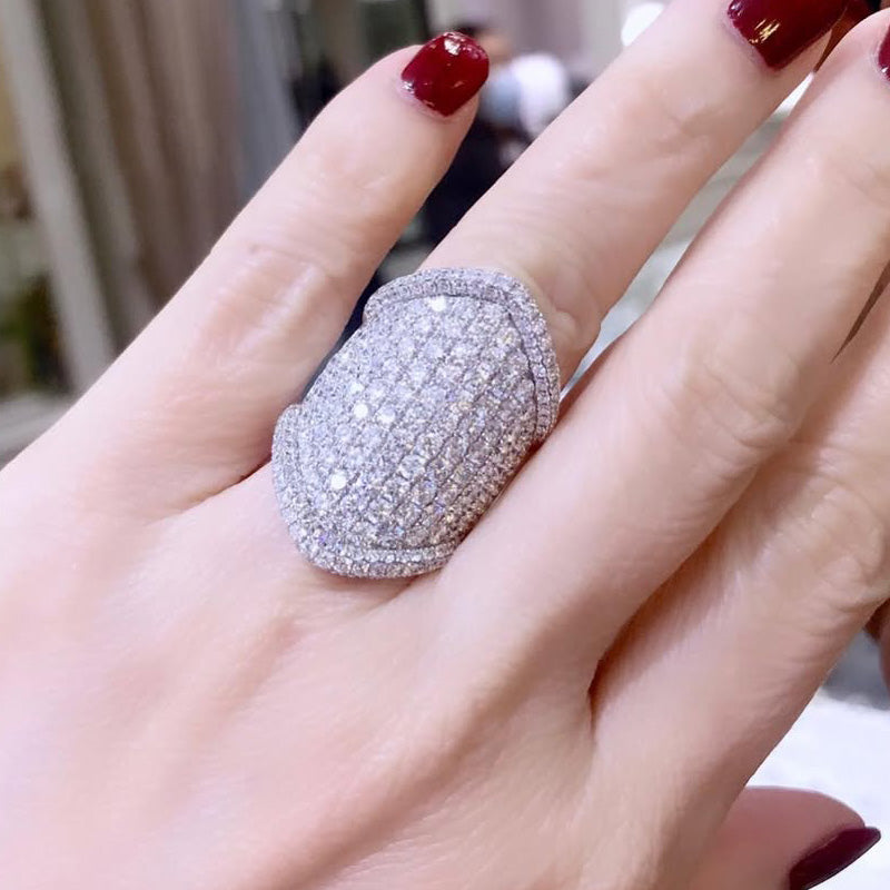 4.0ctw Modern Style Pave Sapphire Ring-JEWELBUYS