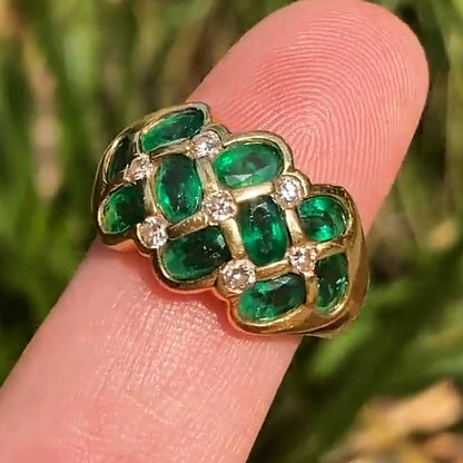 3.0Ctw Oval-cut Emerald and Sapphire Braided Ring-JEWELBUYS