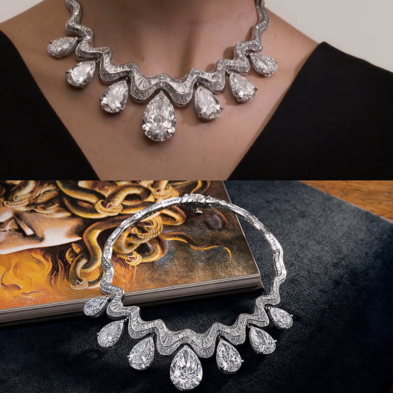 140Ctw Pear-shaped Cut Exquisite Luxury Sapphire Art Necklace-JEWELBUYS