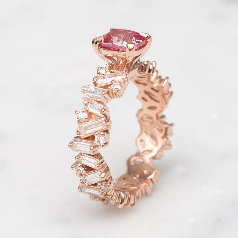 4.0Ctw a dazzling cushion-cut multi-colored sapphire art ring-JEWELBUYS