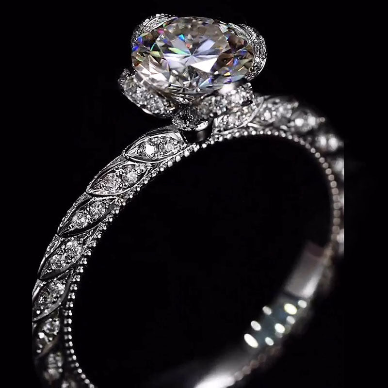 Charming 3.33ct Flower Round Cut Engagement Ring - JEWELBUYS