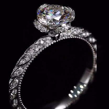 Charming 3.33ct Flower Round Cut Engagement Ring - JEWELBUYS