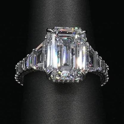 4.0Ctw Emerald-cut Gradient Sapphire Engagement Ring-JEWELBUYS