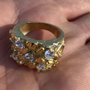 6ct Round Cut Nugget Ring in Gold-JEWELBUYS