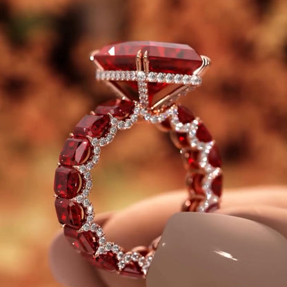 8ctw Under Halo Emerald Cut Ruby Sapphire Engagement Ring - JEWELBUYS
