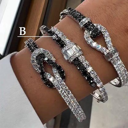 8.0ctw Black and White Sapphire Knot Bracelet-JEWELBUYS