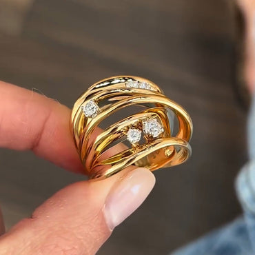 3ctw five stone wave ring -JEWELBUYS