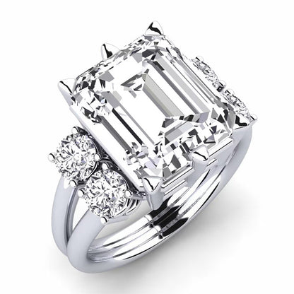 7.59ct Emerald Cut Double Arm Diamond Engagement Ring -JEWELBUYS