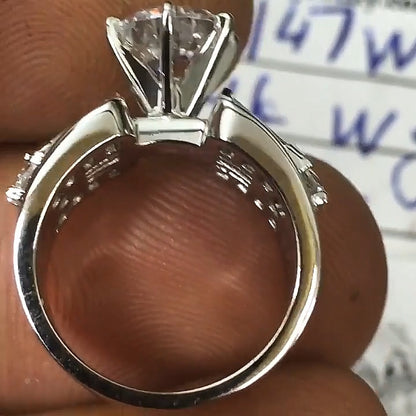 3.25Ctw Round White Sapphire Engagement Ring- JEWELBUYS