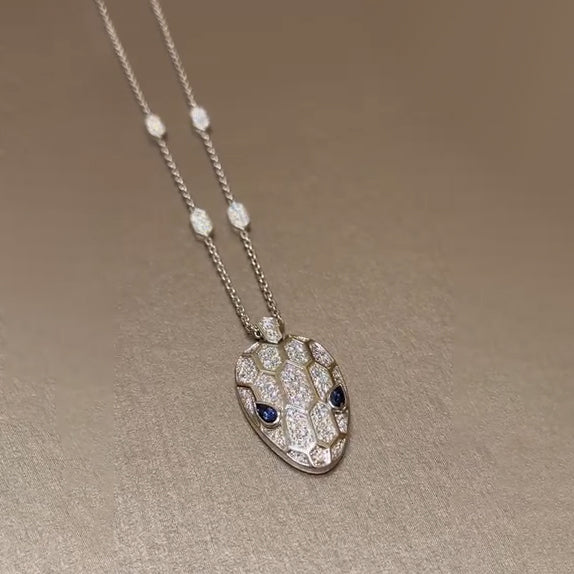 Ruby Double-Eyed Snake Head Pendant Necklace-JEWELBUYS