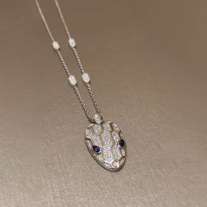 Ruby Double-Eyed Snake Head Pendant Necklace-JEWELBUYS
