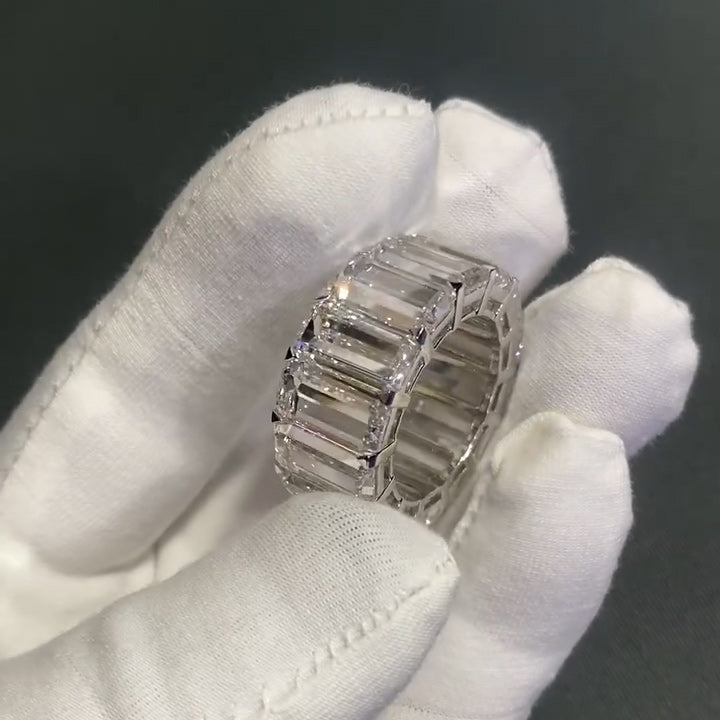 6.01Ctw Baguette Cut White Sapphire Eternity Band-JEWELBUYS