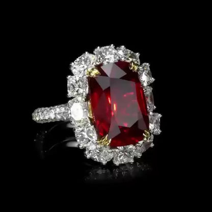 5.0Ctw Cushion-cut ruby and sapphire engagement ring-JEWELBUYS
