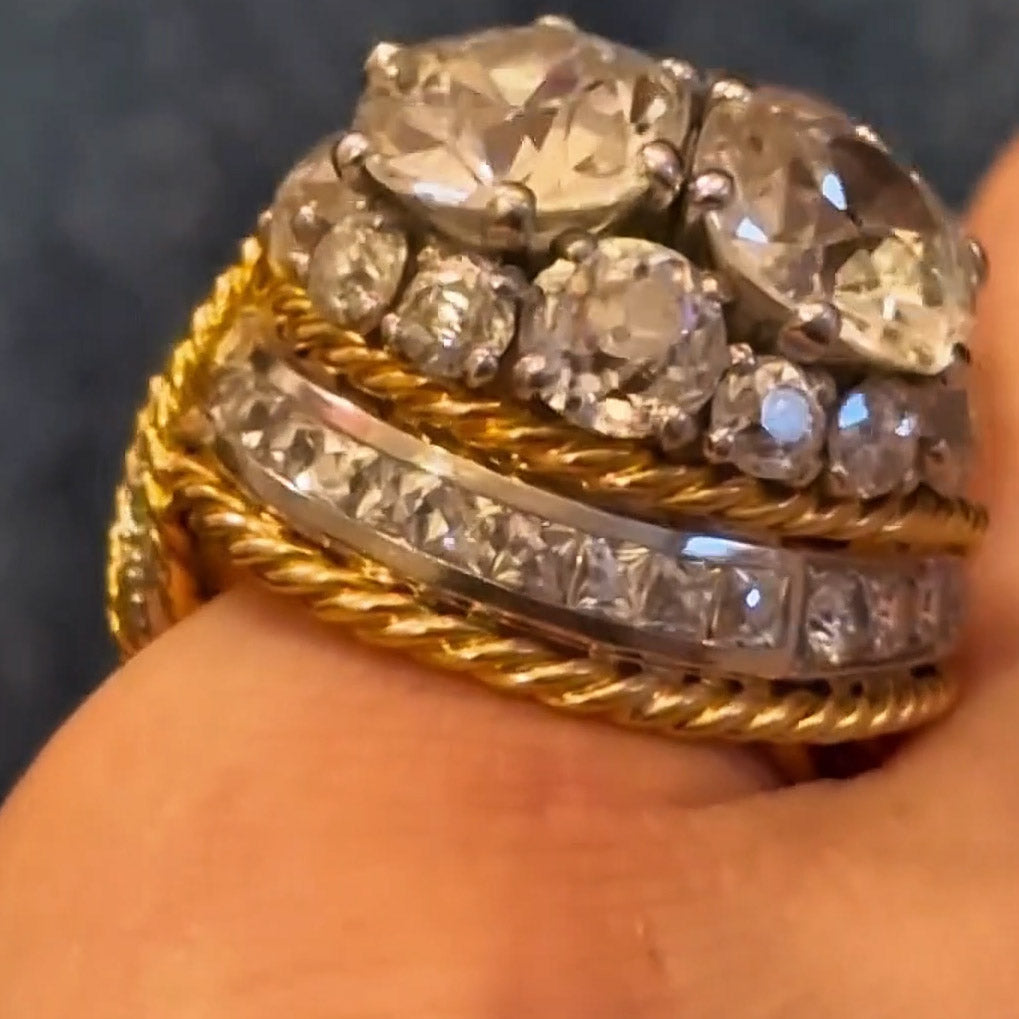 5.0ctw Vintage Round Cut Engagement Ring-JEWELBUYS