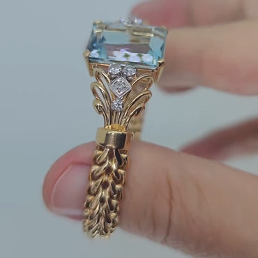 16Ct Emerald-Cut Aquamarine Cute Bracelet-JEWELBUYS