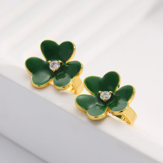 Simple Clover Zirconia Earrings - JEWELBUYS
