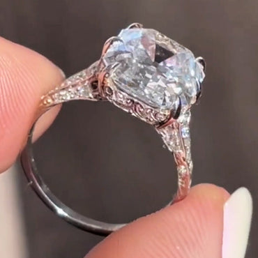 4.81 ct Octagonal Emerald-Cut Vintage-Inspired Sapphire Art Engagement Ring-JEWELBUYS