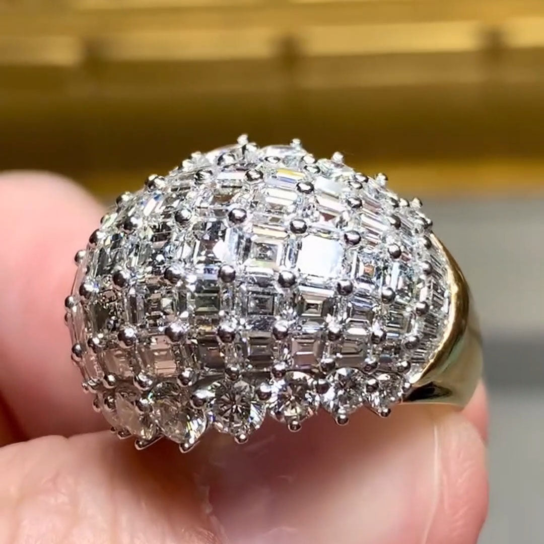 8ctw Baguette Cut White Sapphire Stunning Large Dome Ring-JEWELBUYS