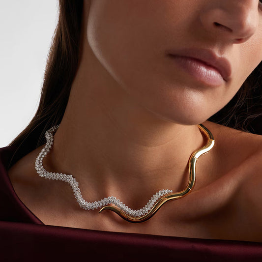 5.0Ctw Exquisite and elegant wave-shaped sapphire necklace-JEWELBUYS