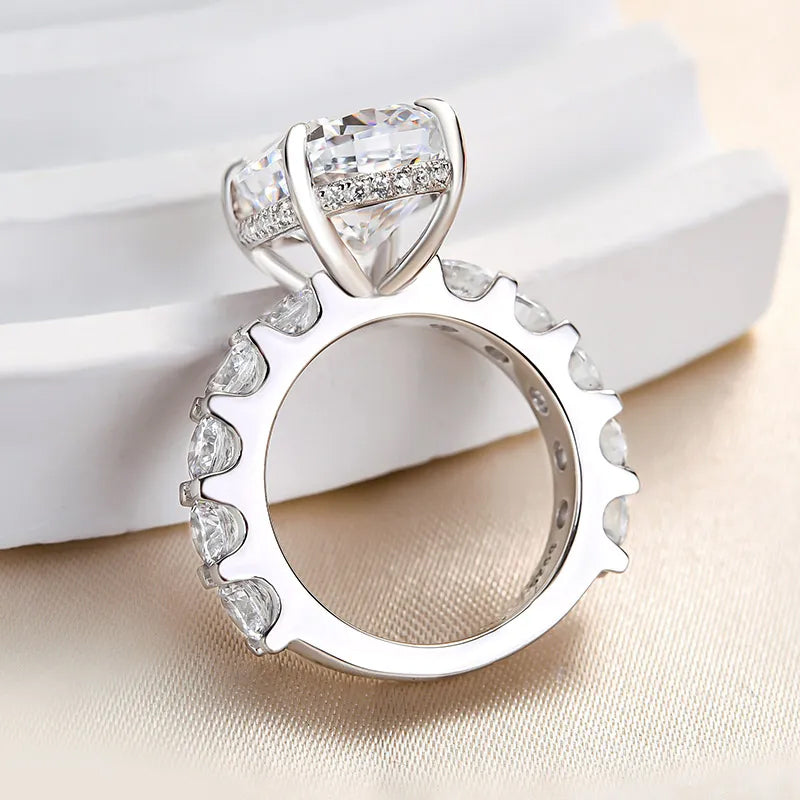 9ct Cushion & Round Cut  White Sapphire Gorgeous Fine Crushed Ice Engagement Ring-JEWELBUYS