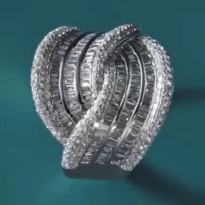 3.0Ctw dazzling sapphire crossover ring - JEWELBUYS