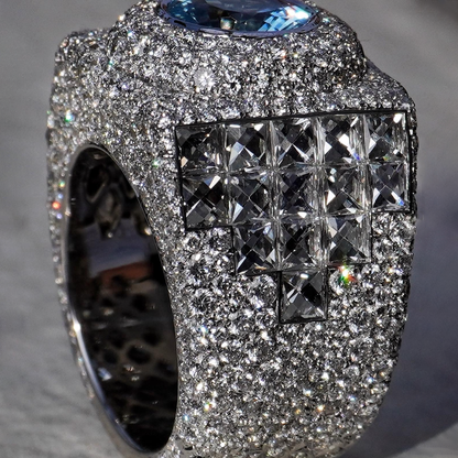 9 ctw Round Cut Light Blue Sapphire Ring -JEWELBUYS